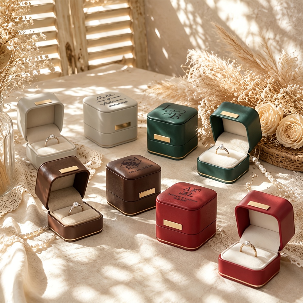 Personalized Faux Leather Jewelry Box for Engagement and Wedding